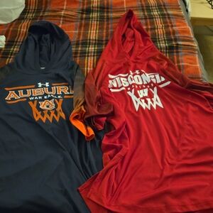 2 Bundle Of Under Armour Mens Auburn Navy and Wisconsin Red Hoodies